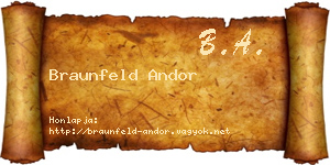 Braunfeld Andor névjegykártya